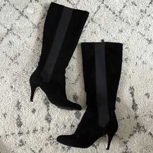 Adrienne Vittadini Suede Black Knee High Boots Heel. 8 1/2. Great condition!
